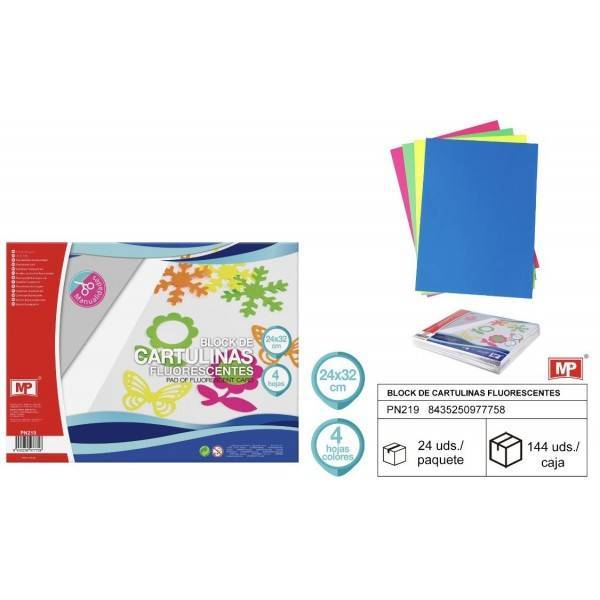 Block cartulinas fluorescente 4colores 24x32cm Block cartulinas fluorescente 4colores 24x32cm