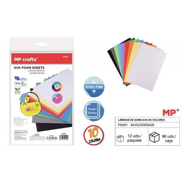 Goma eva 2mm 10colores 20x30cm Goma eva 2mm 10colores 20x30cm